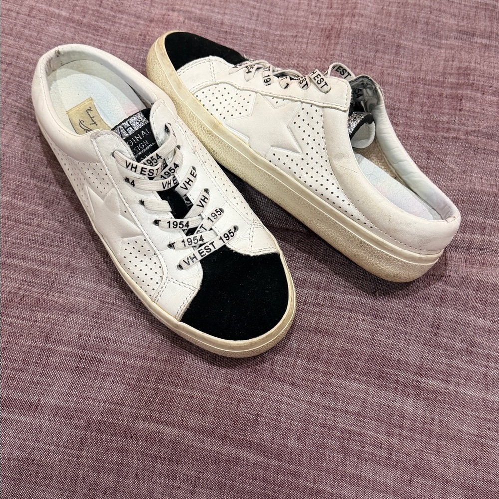 White and Black Star Sneakers